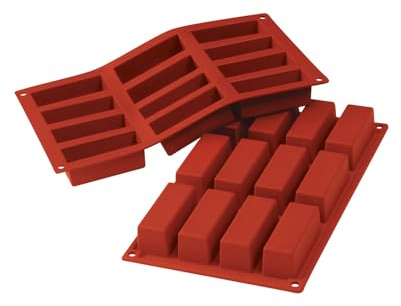 silikomart | SF026 Moule en silicone pour MINI CAKE Monoportions, antiadhésif, 12 Mini Cakes, Lot de 1 Moule à gâteau, 79 x 29 mm, h 30 mm, Made in Italy