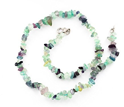 Taddart Minerals - Bunte Splitter Halskette aus dem natürlichen Edelstein Fluorit mit 45 cm Länge - handgefertigt