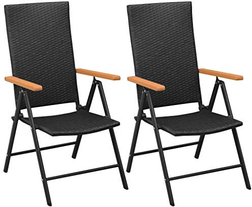 vidaXL 2X Gartenstuhl Alu Poly Rattan Aluminium Klappstuhl Stuhl Hochlehner