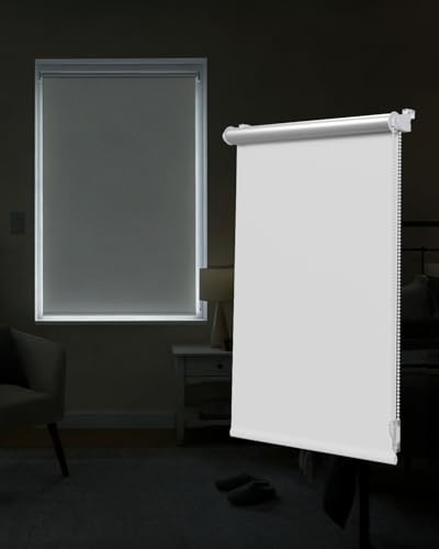 Victoria M. Tenebra Tenda a Rullo Termica Oscurante, Rivestimento Isolante, Montaggio con e senza Fori, Avvolgibile, Bianco, 60 cm x 160 cm (Larghezza x Altezza)