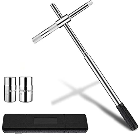 LEJOSTOL 23 Universal Extended Lug Wrench, 4 Way Tire Iron Nut Wrench Set with Storage Box and Standard Lug Nut Remover (17mm/19mm,21mm/23mm) for Heavy Duty Cross Wrench, Tire Wrench