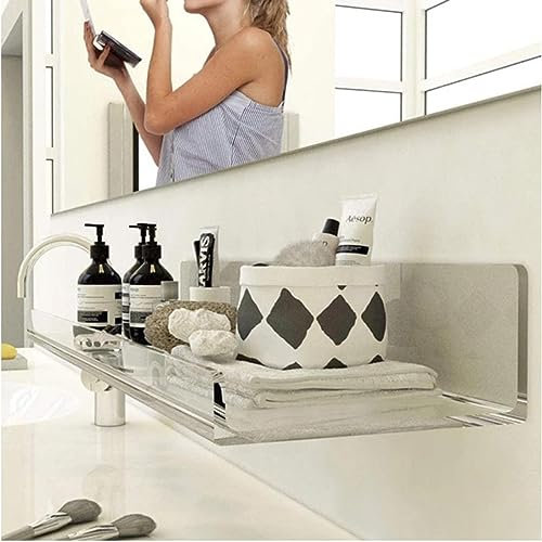 MGKolbe® Mensole bagno plexiglass senza foratura Mensola da muro design Adesivo organizer accessori casa cucina camper Porta sapone per doccia Bagnoschiuma Shampoo (1 Mensola 50 x 10 x 6 cm FBM)