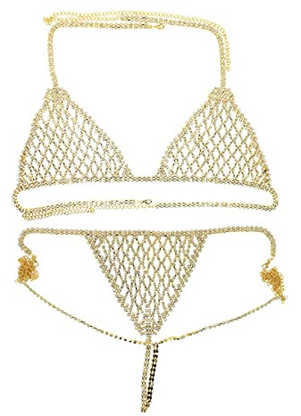 Cadena de bikini de cadena corporal Malla Cristal Cadena Cadena Sujetador Arnés Cadena de cintura para mujer Rhinestone Sexy Body Jewelry Sujetador Collar Bralette Accesorio corporal para mujeres y ni