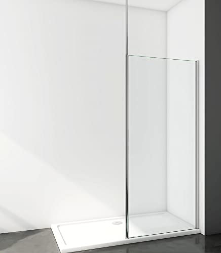 Aica Sanitär Walk in Dusche 60cm Duschabtrennung mit Stabilisierungsstange zu Decke Walkin Duschwand 8mm Nano Klarglas H200cm