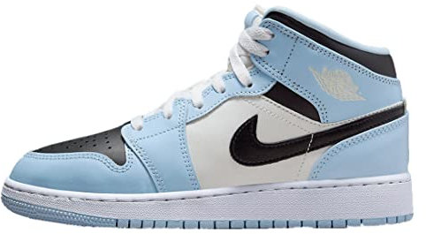 Nike Jordan 1 Mid Ice Blue (GS) (Ice Blue, eu_Footwear_Size_System, Big_Kid, Numeric, medium, Numeric_37_Point_5)