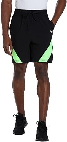 PUMA Herren Fit 7 Stretch Woven Trainingsshorts MBlack Fizzy Lime Green