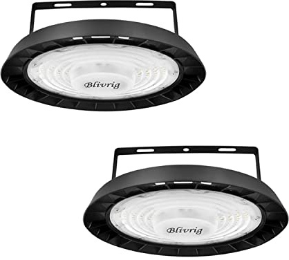 Blivrig 2 st 300 W LED verkstad UFO 6 500K kall vit med stativ, 3 0 000 LM industriell lampa pendellampa IP65 vattentät, 252 LED hög bär, takbelysning, för lager, fabrik
