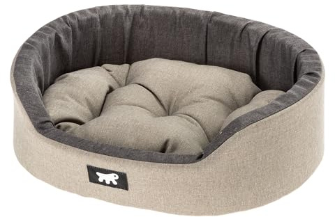 Ferplast Hundebett Dandy, abnehmbares, waschbares Kissen, Baumwollbezug mit weicher Polsterung, Bett für große Hunde, 110 x 70 x H 23 cm, braun