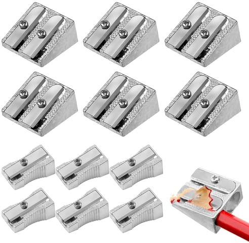 iwiio Metal Pencil Sharpener, 12Pcs Manual Double Hole Pencil Sharpener Pencil Sharpner for School Penci, Colored Graphite Pencils, Crayon Sharpener, Home School Office