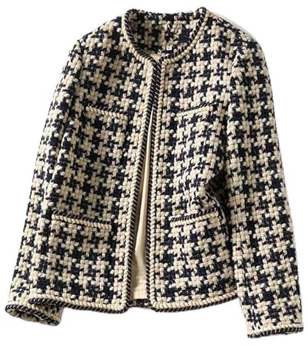 TangDao Chaqueta bouclé para Mujer Elegante Chaquetas de Traje y Blazer de Otoño/Invierno con Estampado de Pata de Gallo