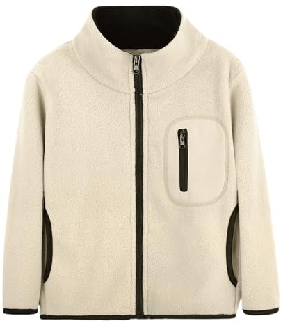 ANIMQUE Enfants Veste Polaire Col Montant Veste Coupe-Vent Fermeture Éclair Manteau Léger Simple Parents-Enfants Vêtements D'extérieur