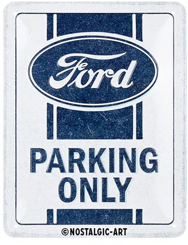 Nostalgic-Art Plåtskylt i retrostil, 15 x 20 cm, Ford – Parking Only – Presentidé för Ford-fans, Official License Product (OLP), av metall, vintagedesign