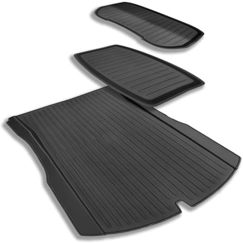 CYBERBEANS All Weather Car Boot Liners Protector for Tesla Model 3 Highland Accessories 2024 2025 Trunk Mats,Frunk Front and Rear Trunk Tray Mats Protection Set of 3