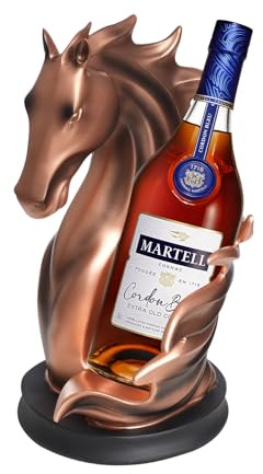 ATIVLB Pferd Weinregal, 17 x 30 cm Dekorative Weinflaschenhalter Weinständer Pferdestatue Display-Ständer, zur Aufbewahrung von Weinflaschen, Weingläsern (Rot+Kupfer)