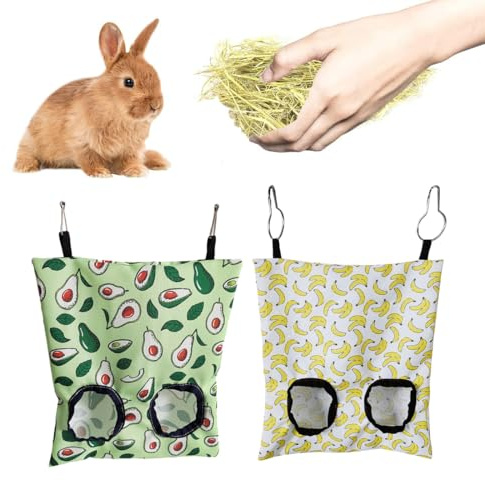Bolsa Heno de Conejo, Conejos Accesorios,Oxbow Conejo,Bolsa de Heno de Conejo Heno Comedero Heno Conejillo, Alimentación de Heno henera de Tela para cobayas para Conejo Chinchilla Hámster Pequeños