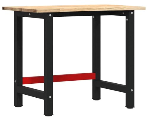 vidaXL Arbetsbänk 100x60x81,5 cm massiv ek, arbetsbord, arbetsstation, arbetsbänk, träbänk, träbänk, träarbetsbord, metallbänk, arbetsverktygsbänk