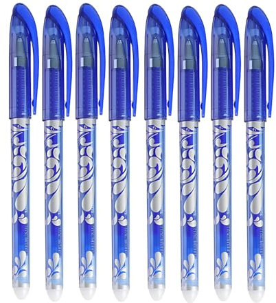 Rwoythk 8 Stück Radierbarer Kugelschreiber Blau, 20 Stifte Minen 0.5mm, Nachfüllbarer Radiergummi Stift, Gelschreiber Radierbar für Schulsachen und Bürobedarf