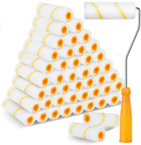 Amentalove 26 Pièces Rouleaux à Peinture, Rouleau Peinture 10 cm, Petit Rouleau Peinture, Rouleau de peinture pour laque, Rouleau Peinture avec 1 Rouleau à Peinture Pour Mur, Construction, Meubles