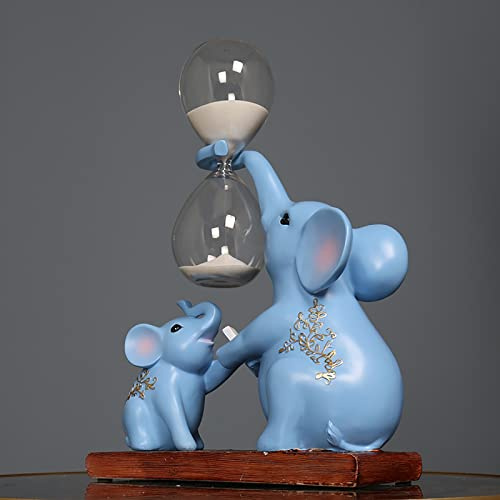 Estatuas de Elefantes de Reloj de Arena de 60 Minutos, Adornos de Reloj de Arena de Escultura de Animales, Temporizador de Resina con Arena Blanca, para decoración de Bodas en el hogar, 1 Hora,