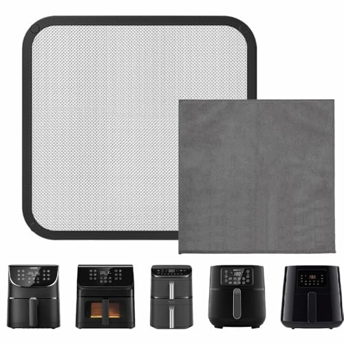 Glamifyr Spritzschutz für Heißluftfritteuse mit Mikrofasertücher – Airfryer Spritzschutz Zubehör für Philips HD9285 XXL 7,2L & HD9270 XL 6,2L, passend für Cosori TurboBlaze 5,5L 6,0L 6,2L