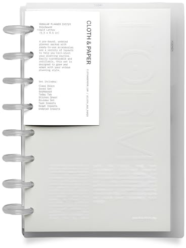 Cloth & Paper FORMA - Sistema de planificador modular – Planificador premium con media letra sin fecha con discos transparentes, cubiertas, divisores, pestaña de hoy, calcomanías e insertos
