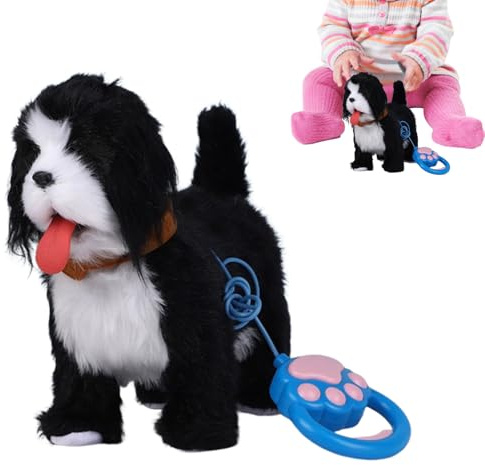 Cucciolo robot realistico - Animale domestico elettronico che cammina, Compagno di peluche che abbaia con funzioni interattive, Cucciolo robotico con morbida pelliccia, Accessorio giocattolo, Amico an