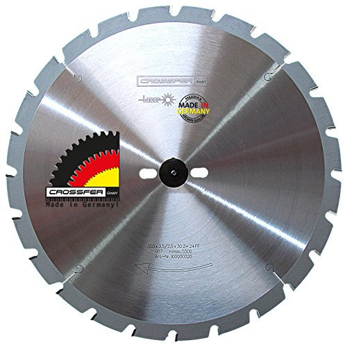 Hoja de sierra circular de metal duro, resistente a los clavos, 350 x 30, Z24 FF para sierra circular de mesa, sierra circular manual, sierra ingletadora y sierra circular basculante. Hoja de sierra de corte grueso para procesamiento de madera y leña.