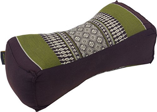 GURU SHOP Nackenkissen, Nackenstütze Thaikissen Kapok - Schwarz/grün/grau, 11x14x32 cm, Nackenkissen im Thai-Stil