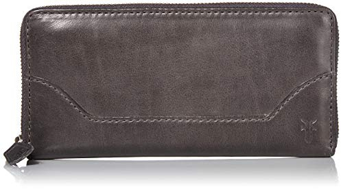 FRYE Damen Melissa Zip Around Leather Wallet, Stylist Purse with Card Holder & Pockets Geldbörse, Carbon