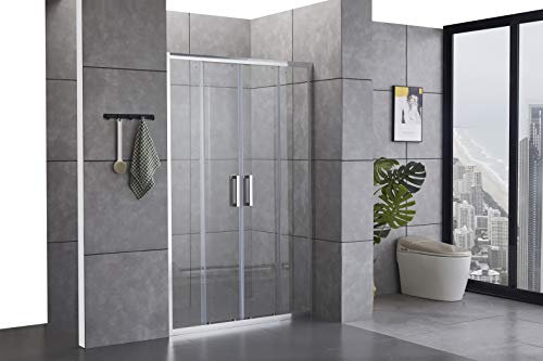 Box doccia Porta doccia 160 cm per nicchia apertura scorrevole centrale altezza 195 cm cristallo temperato 6 mm trattamento anticalcare (160 (156-161) CM)