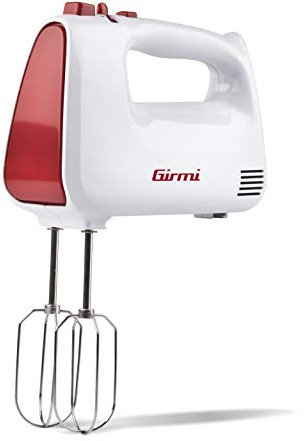 Girmi SB41 Sbattitore Elettrico, 400 W, 5 velocità + Turbo, Accessori inclusi in acciaio INOX, Bianco/Rosso