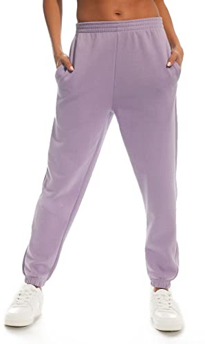 Light & Shade LSLPNT031 - Pantalones Deportivos de Cintura Alta para Mujer, Color Morado Pastel, Talla S
