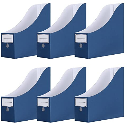 Srvnpioy Portariviste Carton, 6 pezzi, Colore Blu, Dorso da 10 cm, Dimensioni 26,7 x 26 x 10,2 cm, per Archivi, Cartelle e Cancelleria