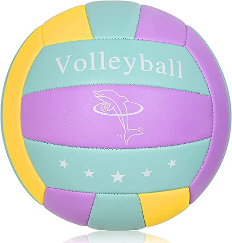 MSCYAE Pelotas de Voleibol Oficiales Talla 5, Pelotas de Playa Suave para Interior, Exterior y Piscina. (Morado Azul)