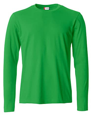 Clique - Men's Basic-T L/S Long Sleeve T-Shirt, Cotton Jersey, Elasticated Collar, Sweatband, Slim-Fit (Acid Green XL), Acid Green
