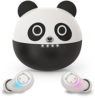 Instiwitt Auricolari wireless per bambini Auricolari Bluetooth con cancellazione del rumore IPX6 Cuffie intrauricolari impermeabili con microfono Custodia di ricarica Panda carino Controllo touch