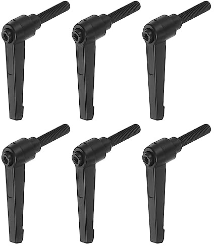 QUARKZMAN 6uds Ajustable Sujeción Palanca Manijas M8 x 32mm Macho Rosca Perno Perillas Giratorio Tornillo Bloqueo Rápida Liberación Trinquete Pulsador Botón Mango, Negro