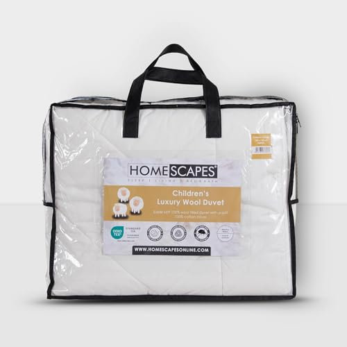 Homescapes Kinderbettdecke Wolle 120x150 cm, Schafwolldecke atmungsaktiv, Oeko-TEX Standard 100 Bettdecke für Kinderbett, Wollbettdecke mit 400 GSM Füllung