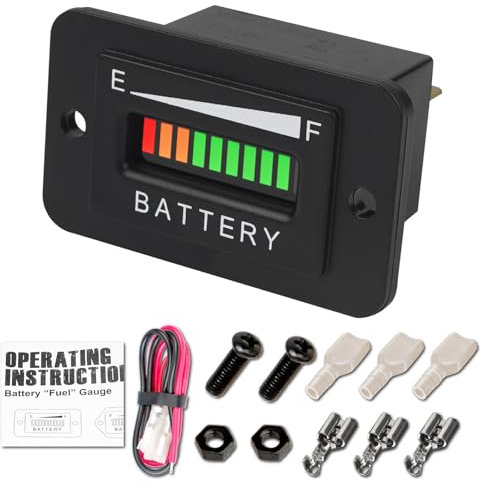 RileyFine Auto-Batterie-Tester, Blei-Säure-Batterie-Spannungsanzeiger, Alarmfunktion, geeignet für Golf Cart Rasenmäher Gabelstapler RV (S-12/24V)