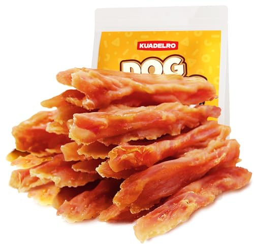 KUADELRO Chicken Jerky Dog Treats, Real Chicken Strips Dog Training Treats Soft Rawhide-Free Chews Healthy Snacks for Small Medium Large Breed 10.58oz