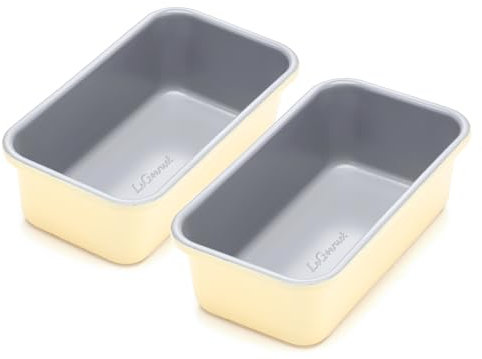 LeGourmet Nonstick Bread Loaf Pan 9 X 5 Inch, Ceramic Coating, Non-Toxic, Rust Resistant Aluminized Steel, Perfect 1 lb Baking Dish for Meatloaf, Pound Cake & Brownie (Butter 2pcs)