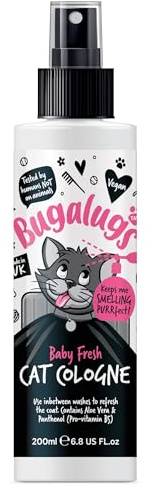 Bugalugs Cologne For Cats. Leave in spray to condition, nourish and hydrate skin and coat. Professional cat cleaning and grooming formula use with cat shampoo (200ml Cologne)