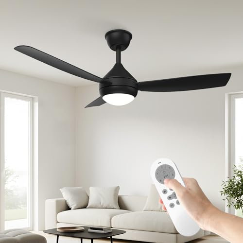 Orthland 106 cm Ventilateur de Plafond avec Lumière LED et Télécommande, Installation Rapide, Moteur DC Silencieux, 6 Vitesses Réglables, Mode Hiver/Été, Parfait pour Chambre, Salon, Salle à Manger