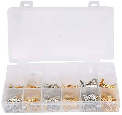 Kit di terminali per vanga 540 pezzi, 2,8/4,8/6,3 mm Connettori di rame placcati con maniche in PVC, set di crimpatura a filo industriale per il cablaggio automobilistico e di