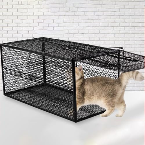 Jaula Trampa For Animales Vivos con Tapa, Jaula Grande De Acero For Gatos, De Doble Capa, Robusta Y Respetuosa con El Medio Ambiente, For Conejos, Gatos Callejeros Y Ardillas.(50 * 18 * 24cm)