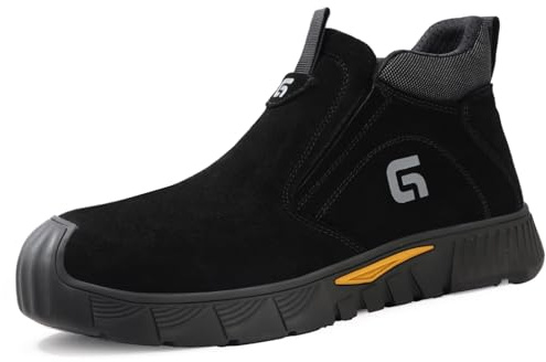 LAoutun Steel Toe Shoes for Men Comfortable Safety Trainer Lightweight Industrial and Construction Shoes Puncture Resistant Work Utility Shoes Year Round Replenishable Black 9