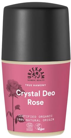 Urtekram Cream Crystal Deo Rose – 50 ml – Déodorant Naturel au Sel Minéral, Parfum de Rose Fraîche, Sans Alcool, Cosmétique Naturel Certifié, Vegan et Sans Aluminium