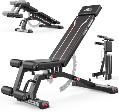 FLYBIRD Panca di muscolazione per Home-Gym, panca regolabile per il fissaggio dei pesi pieghevole per lo stoccaggio/verticale, panca di allenamento a risparmio spazio con capacità di carico di 544 kg