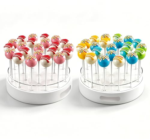 Soporte para Cake Pop - 2 piezas de acrílico, soporte para piruletas - 22 agujeros, transparente, soporte para Cake Pops para decorar y presentar piruletas. Perfecto para la decoración de cumpleaños