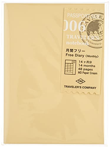 Midori Traveler's Notebook (Refill 006) Passport Size Monthly Diary